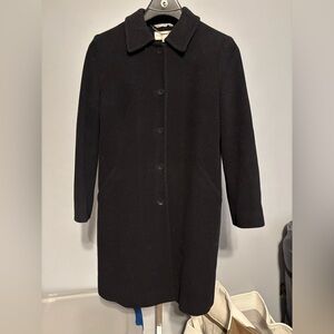 Albert Nipon Lambs Wool Size 10 Long Black Coat Single Breasted
